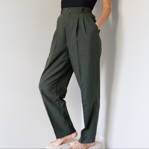 Dark green high waisted pants Clearance